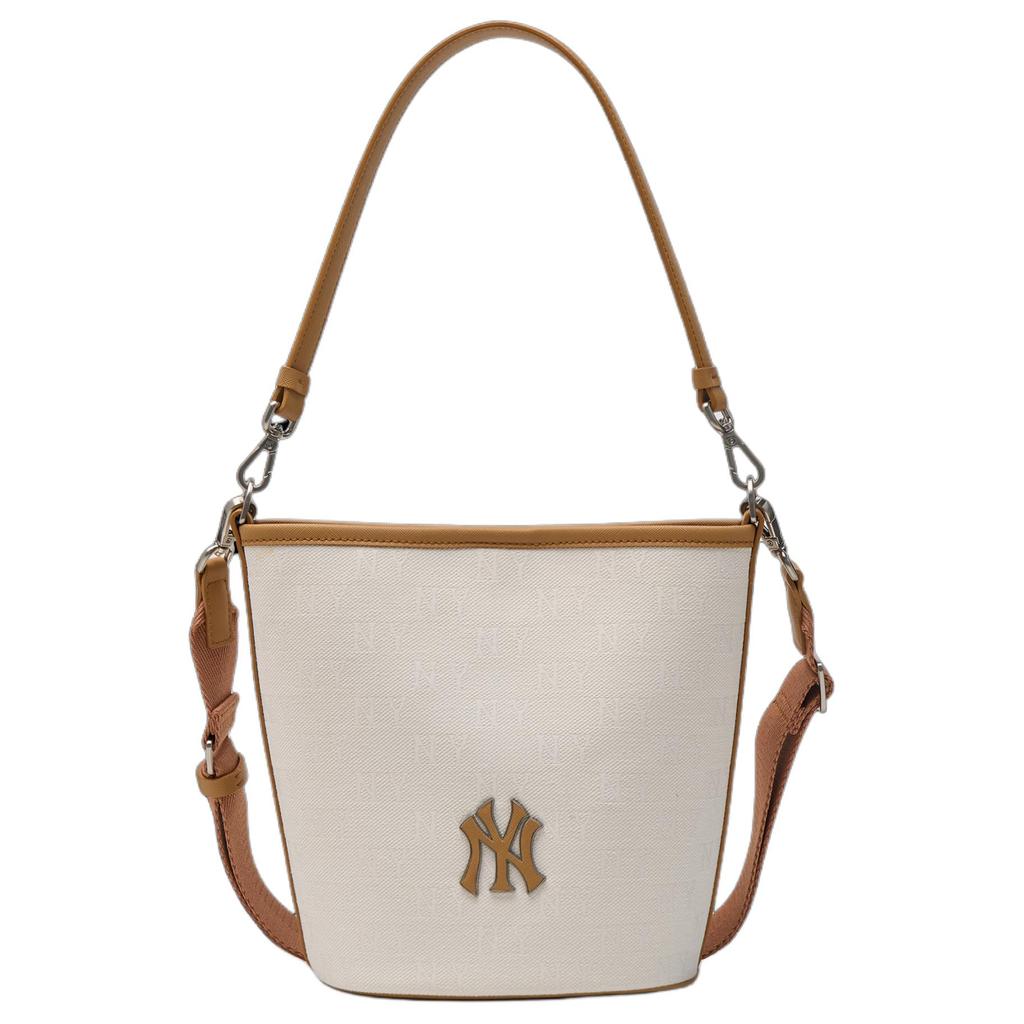 New MLB Cotton Bucket Bag, Shoulder Bag, Crossbody Bag, Handbag Medium Size Unisex Dark Cream 3ABML024L-50CRD