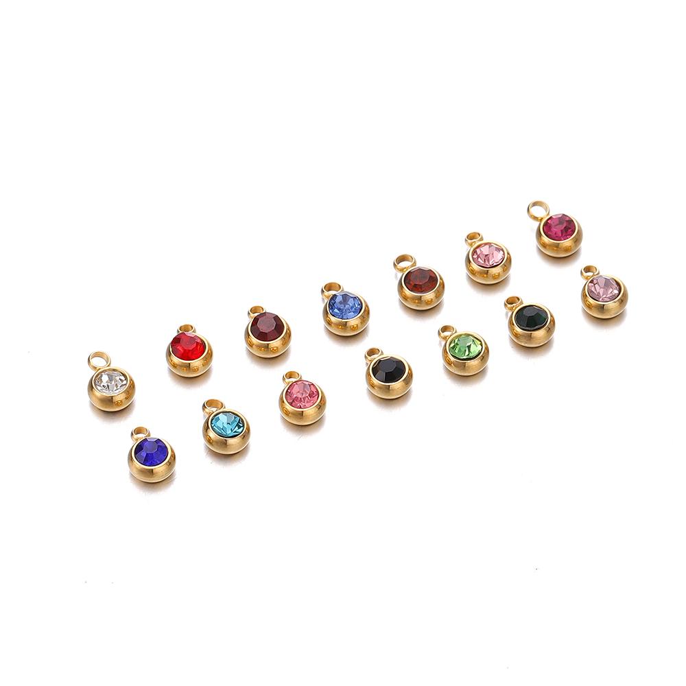 20 Stück 6mm Edelstahl Strassperlen Goldfarbe Kristall Anhänger für DIY Halskette Armband Charm Schmuckherstellung