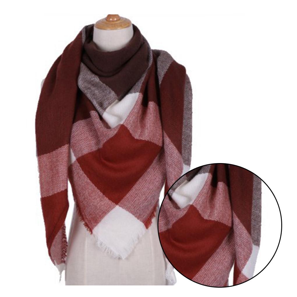 Damen Dreieckiger Winter Großer Schal Warm Gemütlich Übergroß Kariert Wickeltuch Stola Umhang