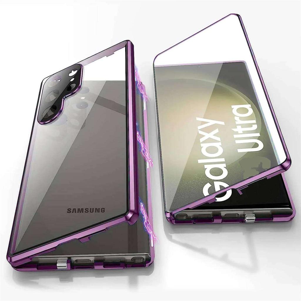 Anti Peeping Case for Samsung Galaxy S25 S26 S24 S23 S22 Ultra Plus FE, Double Sided Tempered Glass,Metal Frame with Lens Protector Phone Bumpers