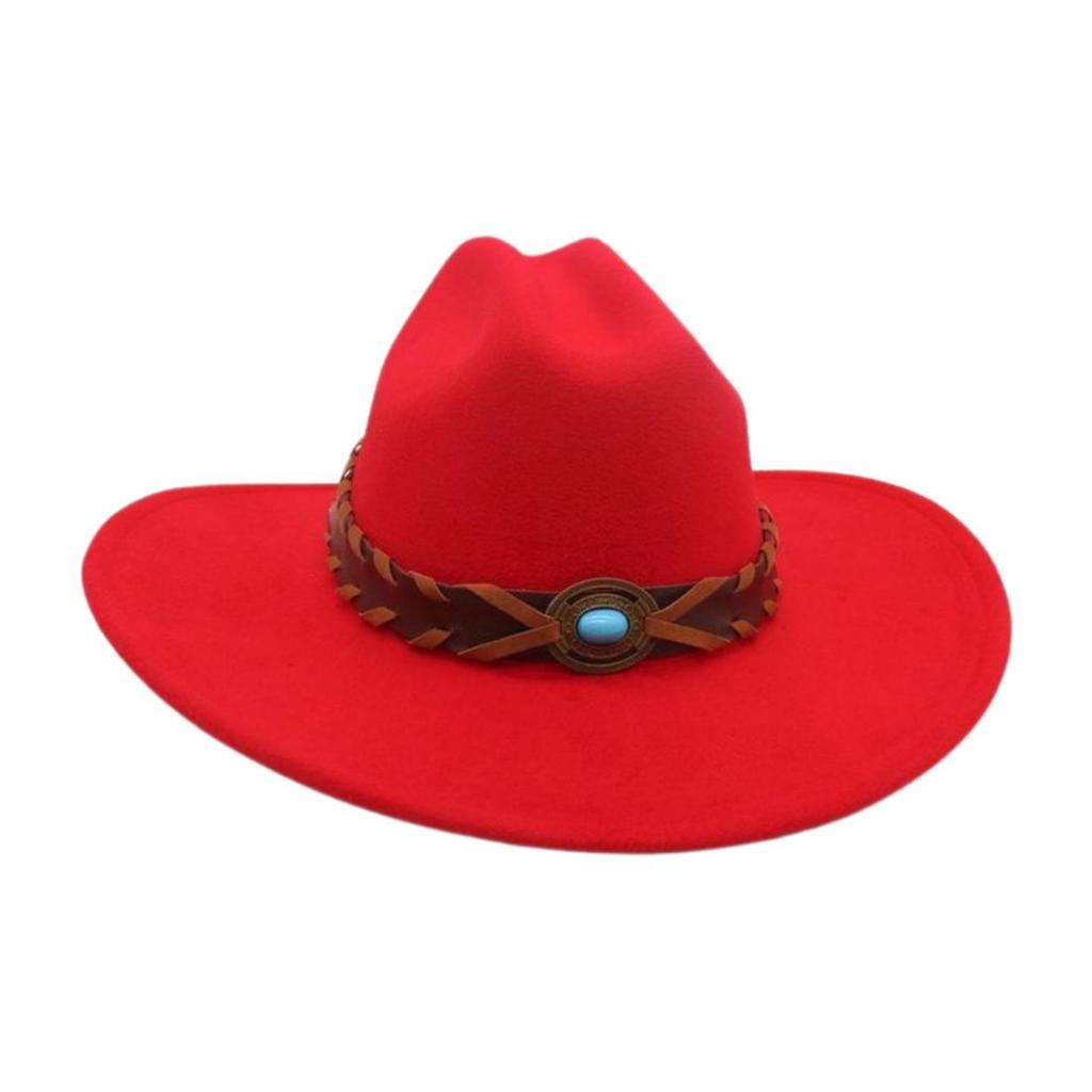 French Flat-Brimmed Top Hat Western Cowboy Hat Hot-Selling High-End Ethnic Style Travel Sunshade Woolen Jazz Hat