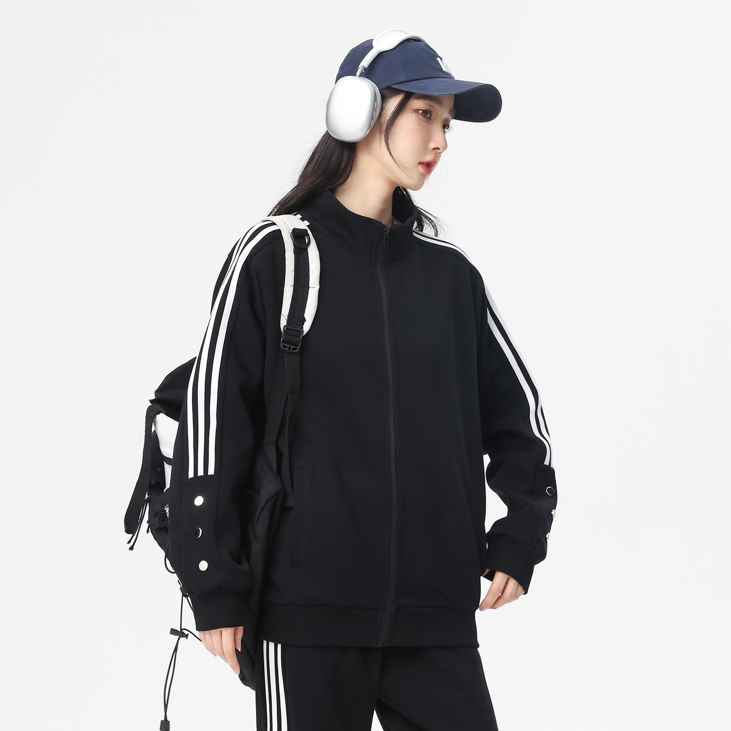 

Куртка-кардиган Dm, толстовка на молнии, мужская и женская, воротник-стойка, трехбортная, свободная спортивная и досуговая куртка L