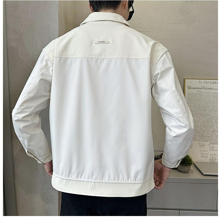 2025 Men's Casual Street Style Jacket - Trendy Lapel, High-End Workwear for Spring & Autumn