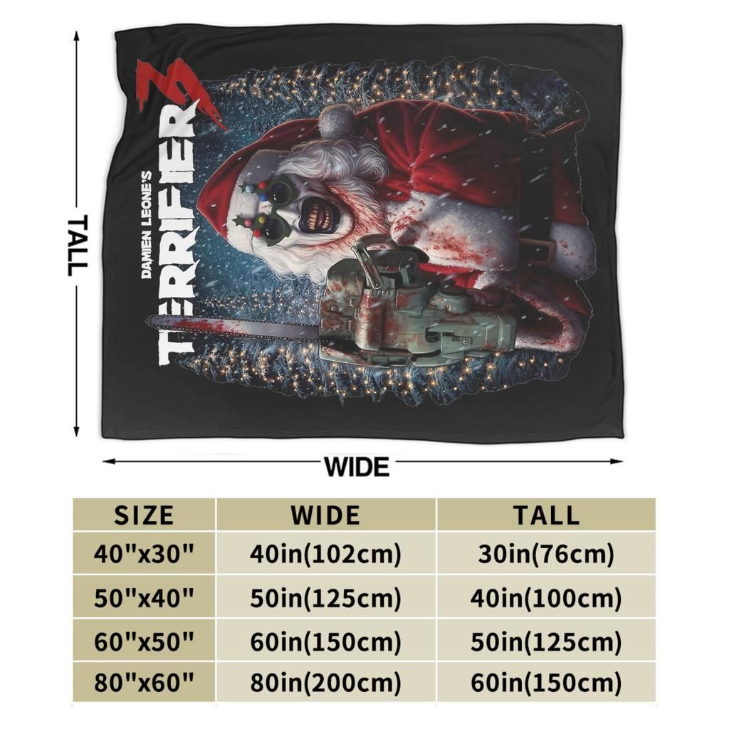 Terrifier 3 Merry Christmas Blanket Fleece Print Clown Movie Horror  Multifunction Soft Throw Blanket for Sofa Office Bedspread