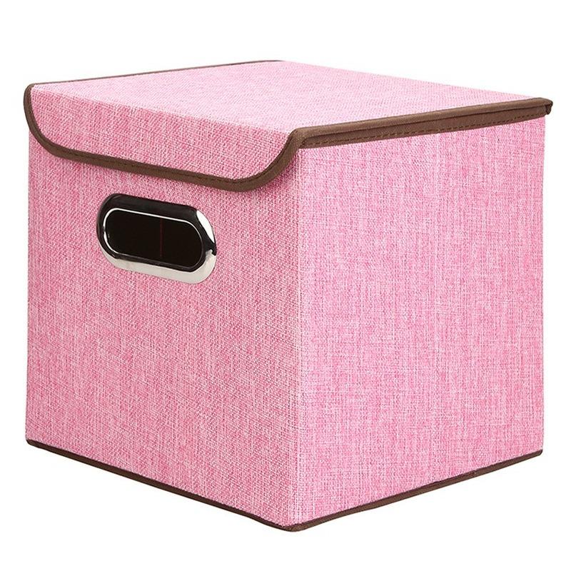 Square Cotton Linen Folding Storage Box Home Bedroom Clothes Quilt Storage Organizer Fabric Underwear Storage Box with Cover