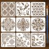 PET Hollow Out Drawing Painting Stencils, for DIY Scrapbook, Photo Album, Floral, 300x300mm, 9pcs/set