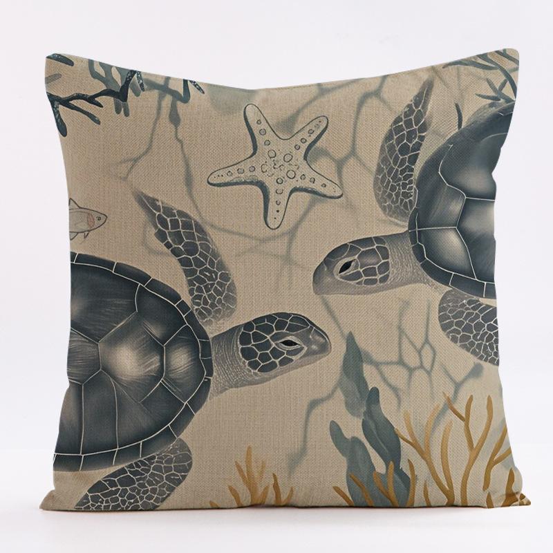 Marine Creature Patterns Throw Pillow Cover with Short Plush Print for Living Room Sofa Decoration Cushion Cover Pillow Covers