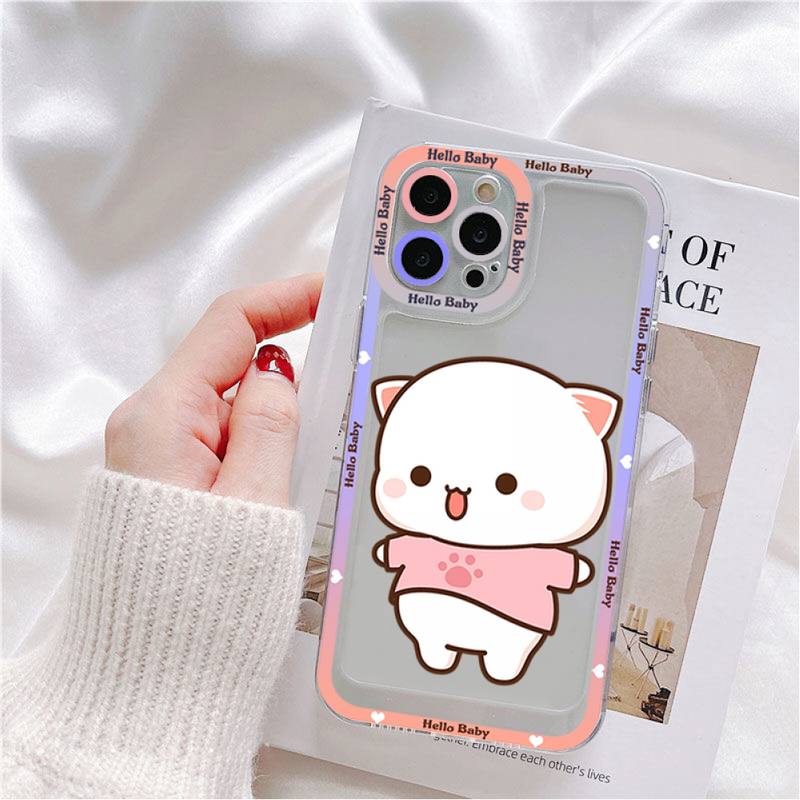 Mochi Peach Cat Phone Case for iPhone 11 12 13 Mini Pro Max 14 Pro Max Case shell