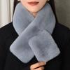 Winter Warm Plush Cross Scarf Thickened Soft Neckerchief Wrap Solid Color Faux Rabbit Fur Scarf Autumn Winter
