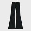 Women's High-Waist Black Flared Jeans - Slim Fit, Elastic, Autumn/Winter.