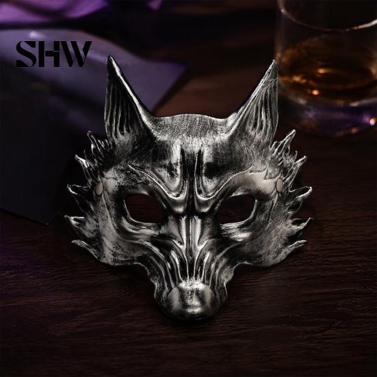 Langlebige leichte Karneval-Requisiten Schwarze Goldene Wolf Halloween-Maske, 3D PU-Schaum Mardi-Gras-Party Einzigartige Festival-Masken für Cosplay-Requisiten, Maskenball