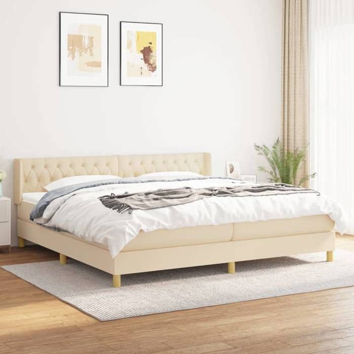 Maison Exclusive - Bed Slat Base with Cream Mattress 160x200 Cm Fabric