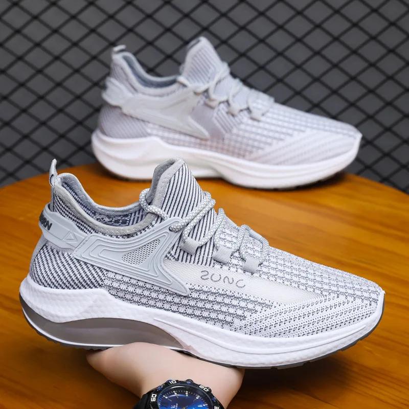 

New Mesh Breathable Men s Shoes Spring Autumn Fashion Versatile Casual Shoes Lightweight and Comfortable Running Sports Shoes 39 сірий колір