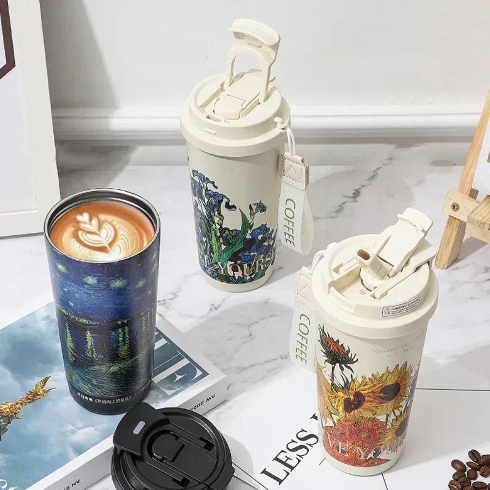 Stainless Steel Water Bottle Orchid Coffee Mug Portable Insulated Cup  Home Office