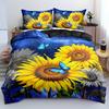 Comforter All-Season Breathable Polyester Sunflower And Butterfly With Zipper Closure Digital Print Floral Sky Pattern