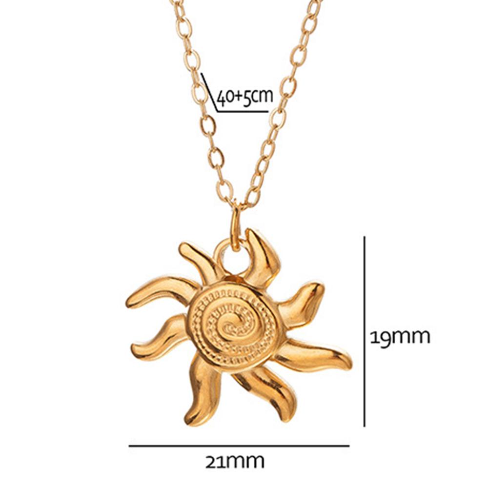 Stainless Steel Gold Color Sun Pendant Necklace Waterproof Clavicle Chain Fashion Jewelry Gift for Woman
