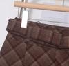 Women's High Waist Plaid Wool Skirt with Belt - Winter A-line Hip-Hugging Short Skirt
