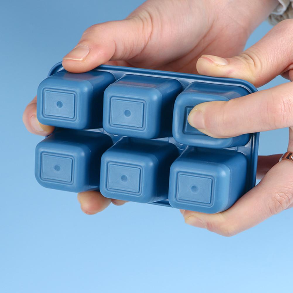 

T0# Silicone Square Ice Mold with Lid DIY Ice Tray Mould Accessory (Blue)
