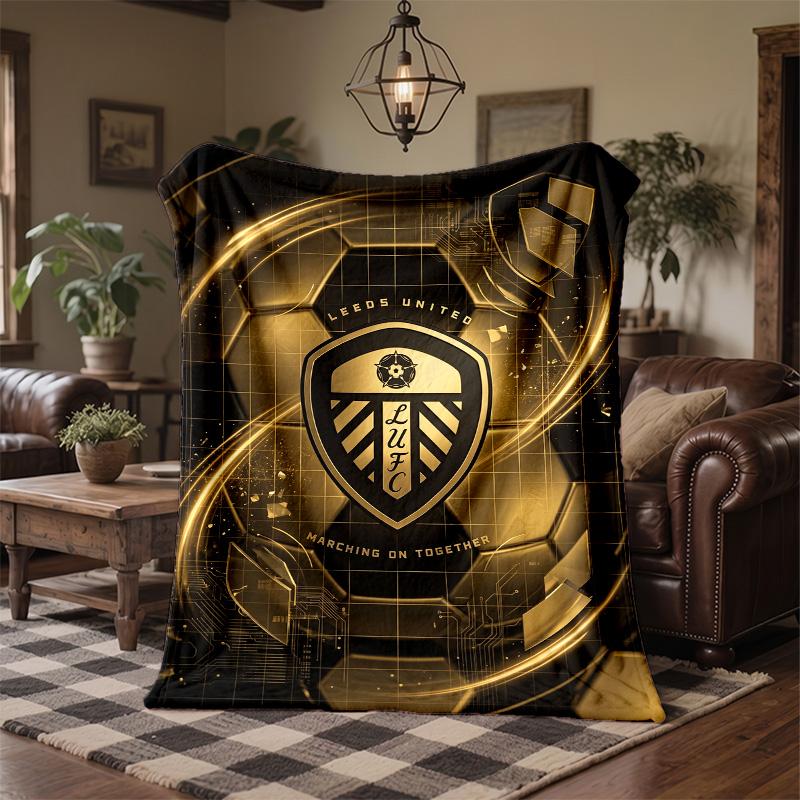 Leeds United Football Print Flannel Blanket Soft Warm Sofa Bed Throw Blanket For Home Office Bedroom