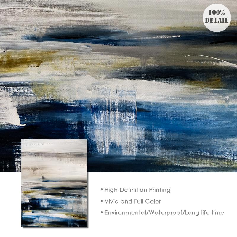 Blue Abstract Landscape Wall Art Canvas Painting Wave Nordic Posters and Prints Wall Pictures for Living Room Modern Home Decor