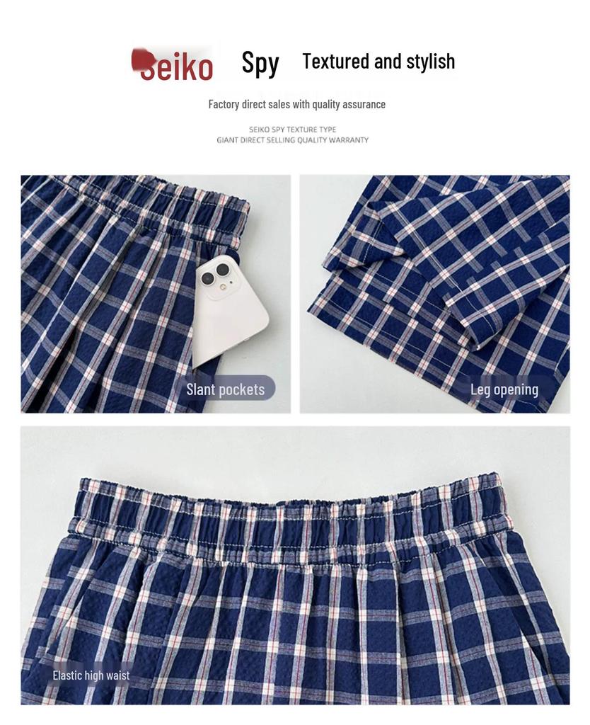 Luosi Plaid Wide-Leg Pants: Retro, Loose-Fit, Versatile Women's Style for 2025