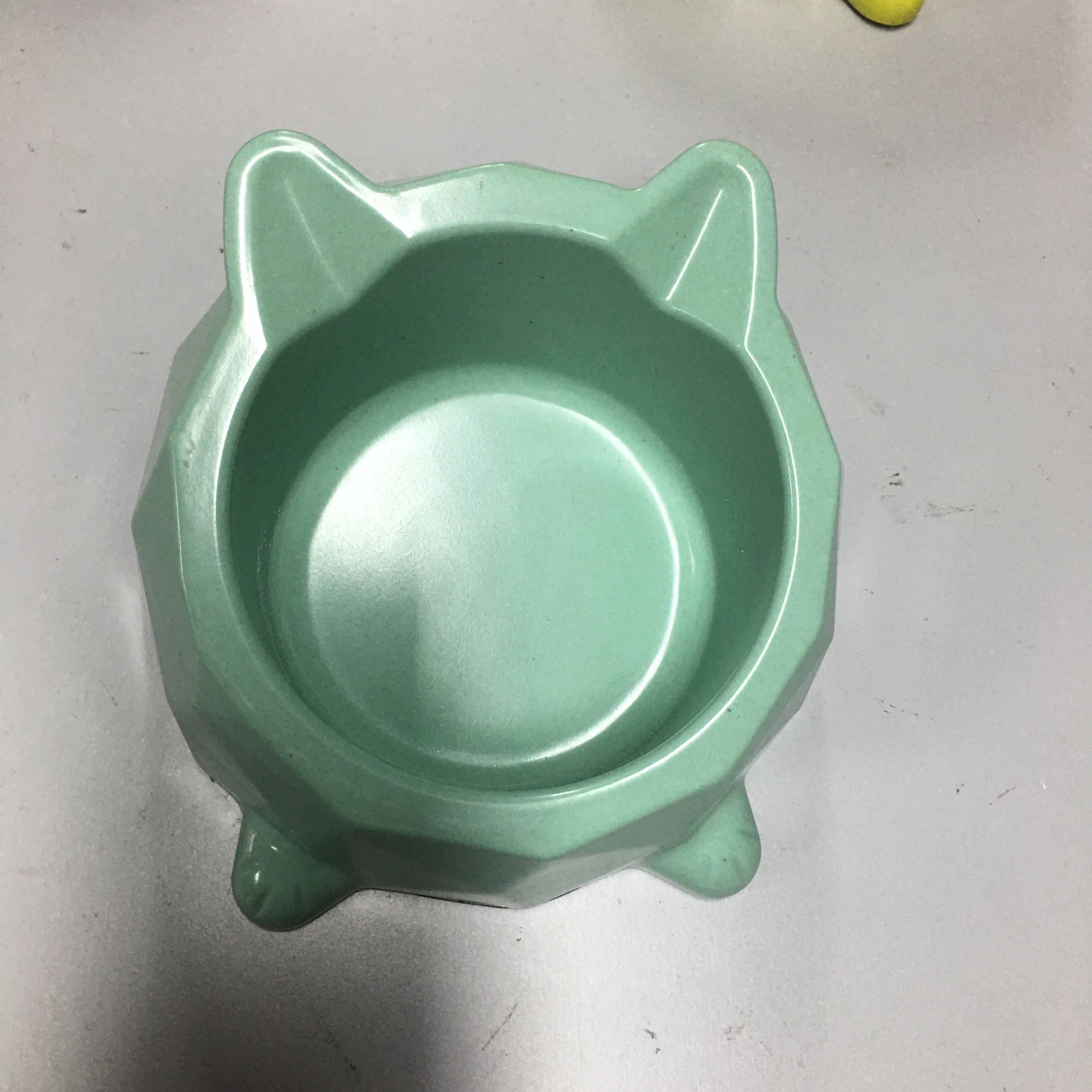 

Миска для корма для собак из бамбукового волокна, симпатичная, в форме мультяшного кота, косой рот, кормушка для домашних животных, приподнятая, для кормления щенков, одинарная, поилка для котят