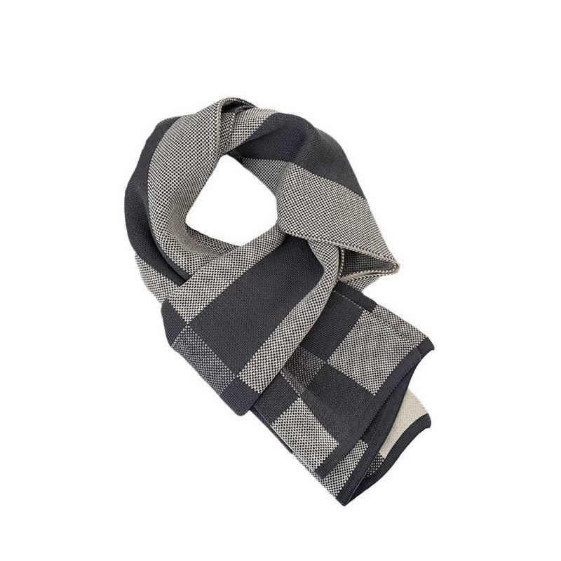 Plaid scarf men's autumn and winter new high-end knitted shawl versatile thickened imitation cashmere warm scarf