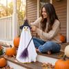 Goose Ghost Costume with Witch Hat and Broomstick Halloween Decorative Outfit for Outdoor Garden Yard Decoration