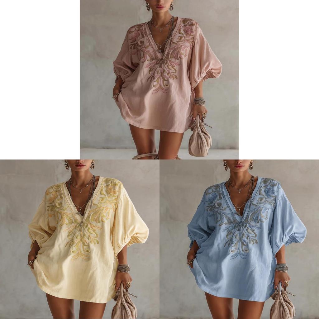 Street Style Mini Dress With Deep V Neck Floral Print For Summer Casual Wear