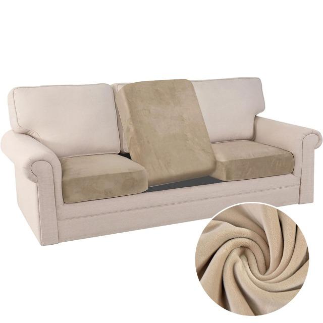 Velvet Soft Sofa Seat Covers Pure Elastic L-shaped Cushion Cover Dustproof for Home Living Room Office Hotel Washable Anti-dirty