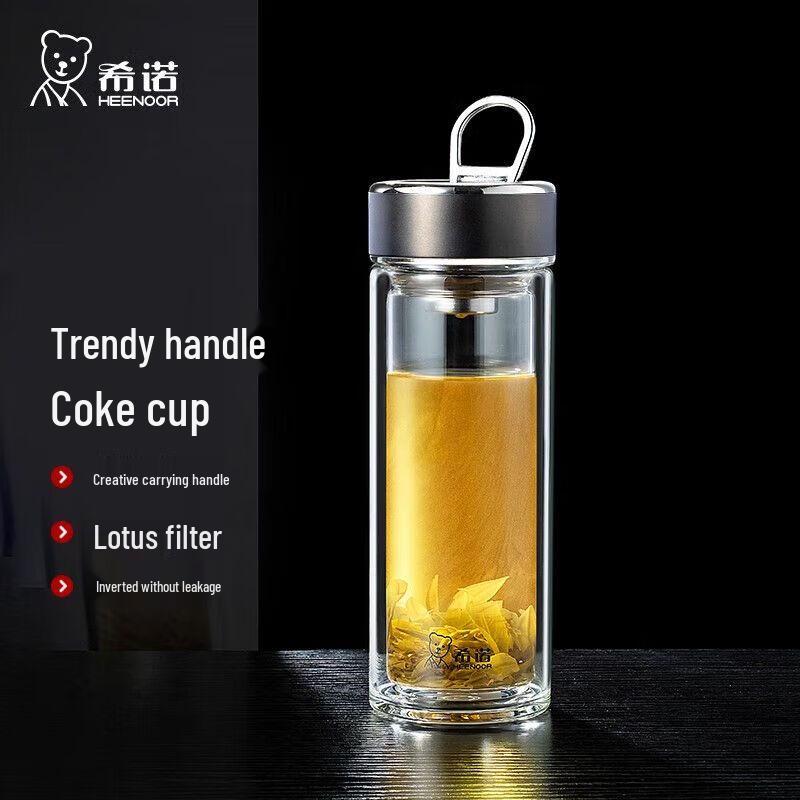 Xinuo Double-Wall Portable Glass Tea Infuser Mug 285ml