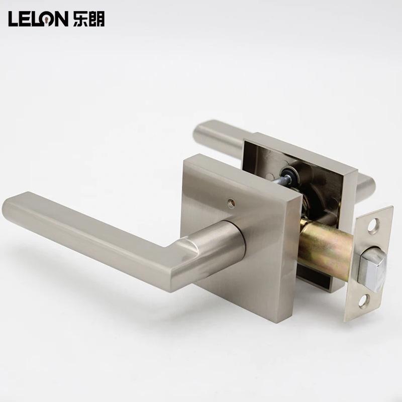 American Style Zinc Alloy Keyless Square Lever Lock for Bedroom/Bathroom - Single Bolt Privacy Lock