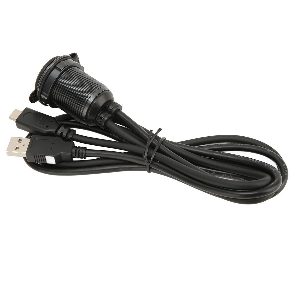 1m Kabel do auta se dvěma porty pro zapuštěnou montáž na palubní desku USB2.0 Samec na Samici Typ C 2.0 Kabel s LED světlem