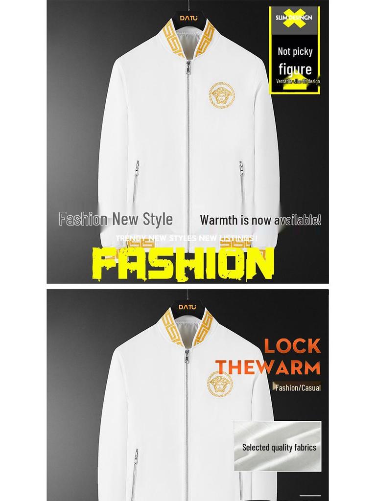 Trendy Men's Embroidered Fashion Jacket - Light Luxury Spring/Autumn Baseball Jacket for Middle-Aged and Young Men