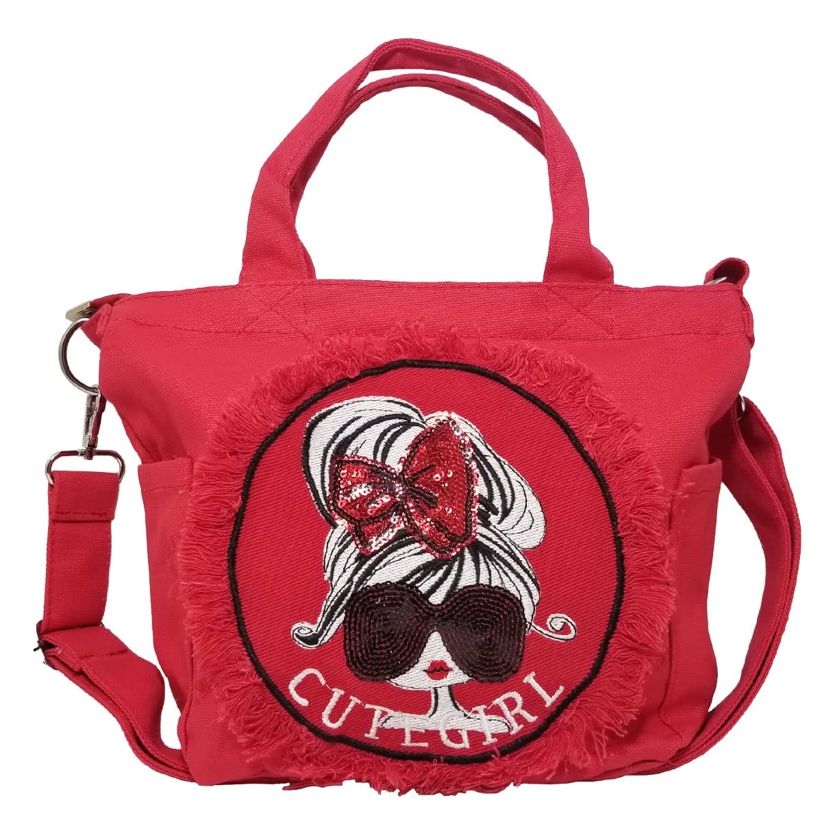 

Shoulder Bag Mini 2way Bag Small Crossbody Lightweight Handbag Tote Bag Denim [DIVA Rose] Women s (Red)