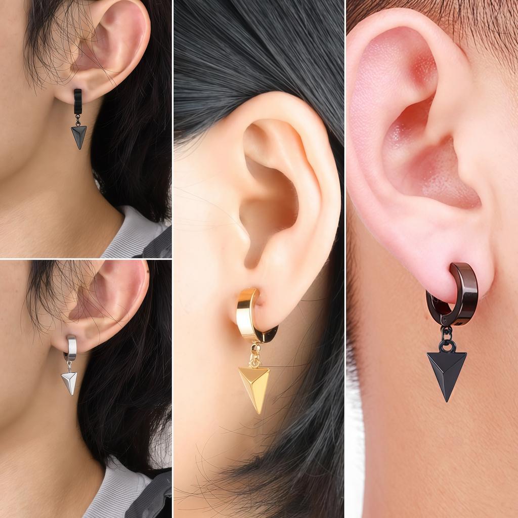 1-10 Pair Punk Geometric Minimalist Black Stainless Steel Hoop Earrings for Ladies Modern Daily Trendy Huggie Jewelry 2025 New