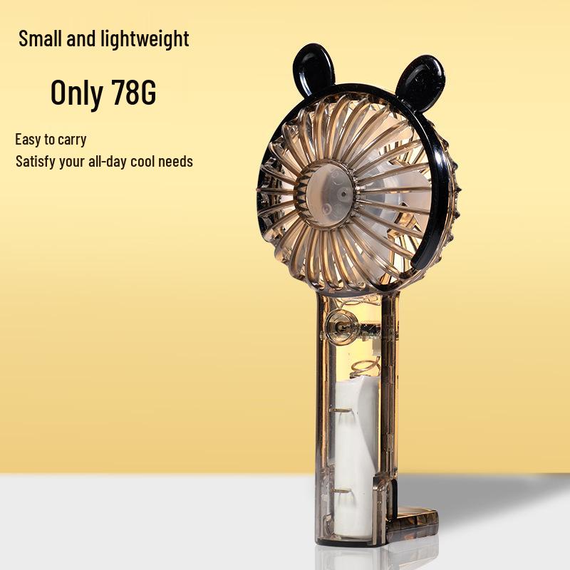 Cute Cartoon USB Rechargeable Silent Handheld Fan with Hook