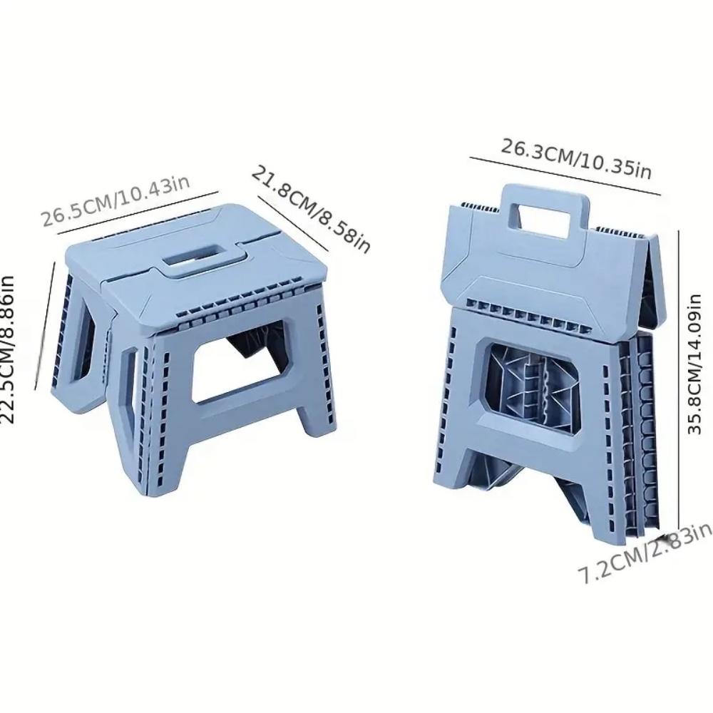 Heavy-Duty Thickened Portable Folding Stool with Handle - 1 Pack Square Plastic Collapsible Stool for Indoor, Gatherings, Picnic