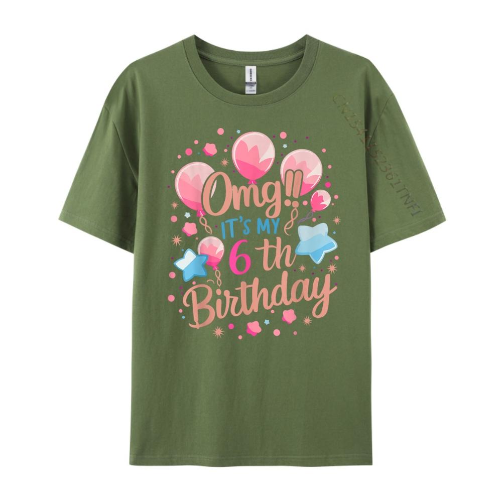 Kids Omg It My 6th Birthday Girls Funny Shirt Fashionable and Trendy T Shirt Mens Clothing Mardi Gras