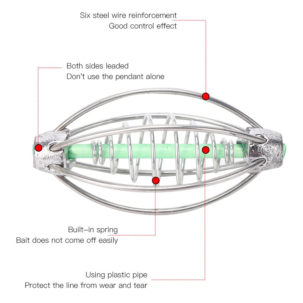 10ks Nerezové pružinové rybářské krmítko Držák klece na návnadu Příslušenství s přívěskem