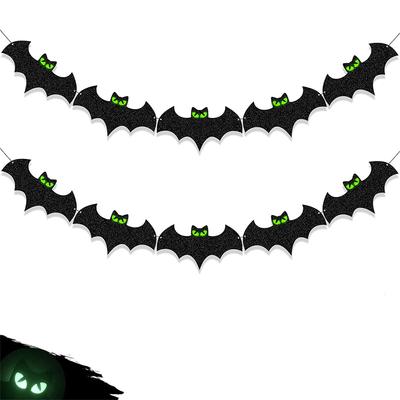 Halloween Leuchtende Glühende Augen Fledermaus Papierbanner Hängende Girlande Flagge Für Halloween Kinder Geburtstagsparty Heimdekoration Requisiten
