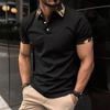 Men's Casual Polo Shirt Striped Short Sleeve T-Shirt Men's Breathable Top Commercial Zipper lapel Street Casual Wear