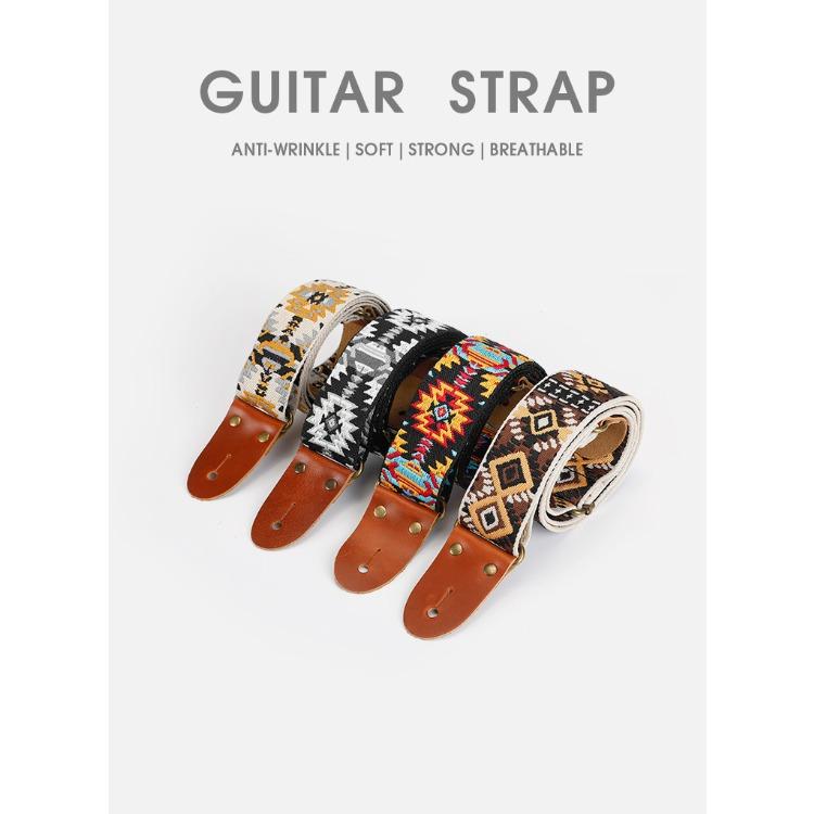 Guitar Strap, New Genuine Leather, PP Top Layer Cowhide, Thickened Leather Head Woven Ethnic Electric Guitar Bass, Stress Relieving