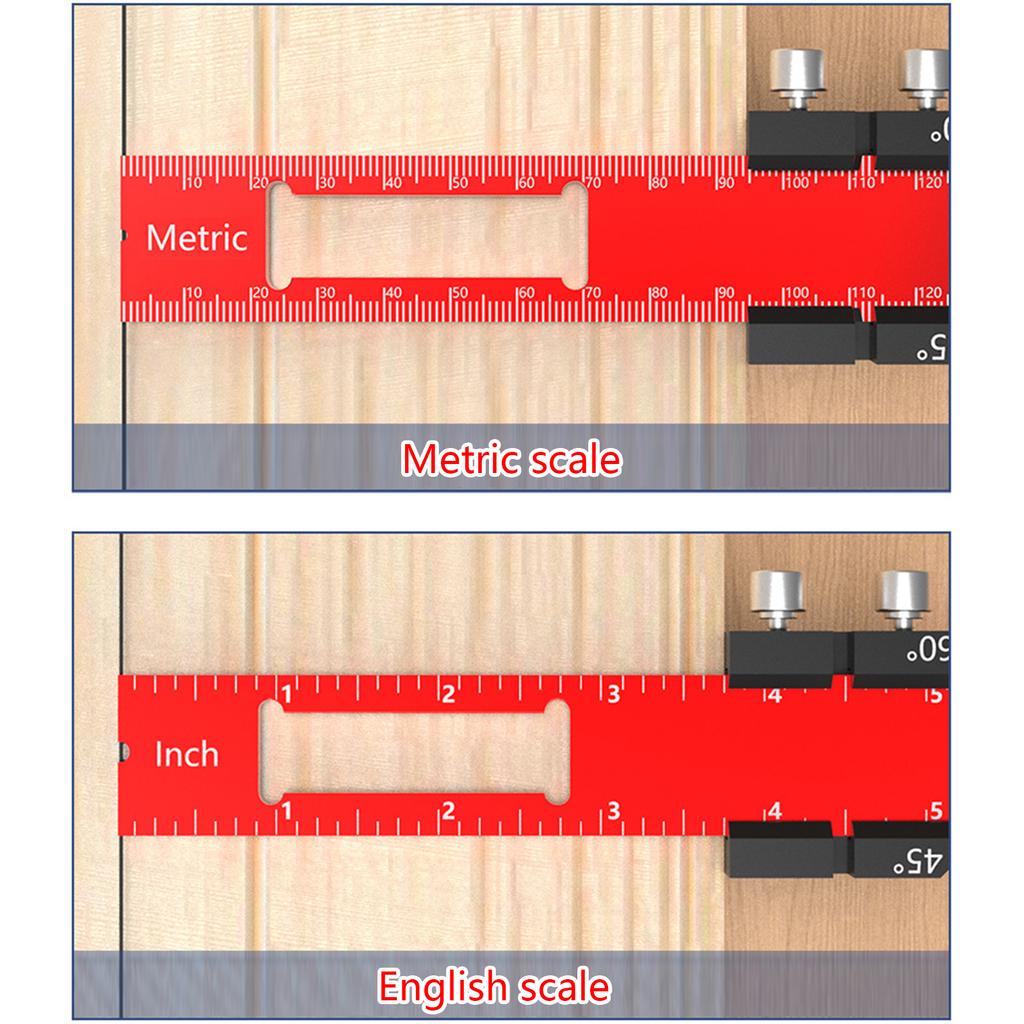 T Track Ruler Woodworking Ruler Precision Pocket Ruler Metal Slide Rule Inch & Metric T Type Scribing Ruler Square Ruler