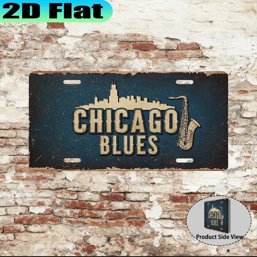 pc Chicago Blues City Vintage Aluminum Sign Blues Festival GiftAmerican Blues Style Gift for Blues Fans Music Lover 15x30cm(5.9x7.8inch)