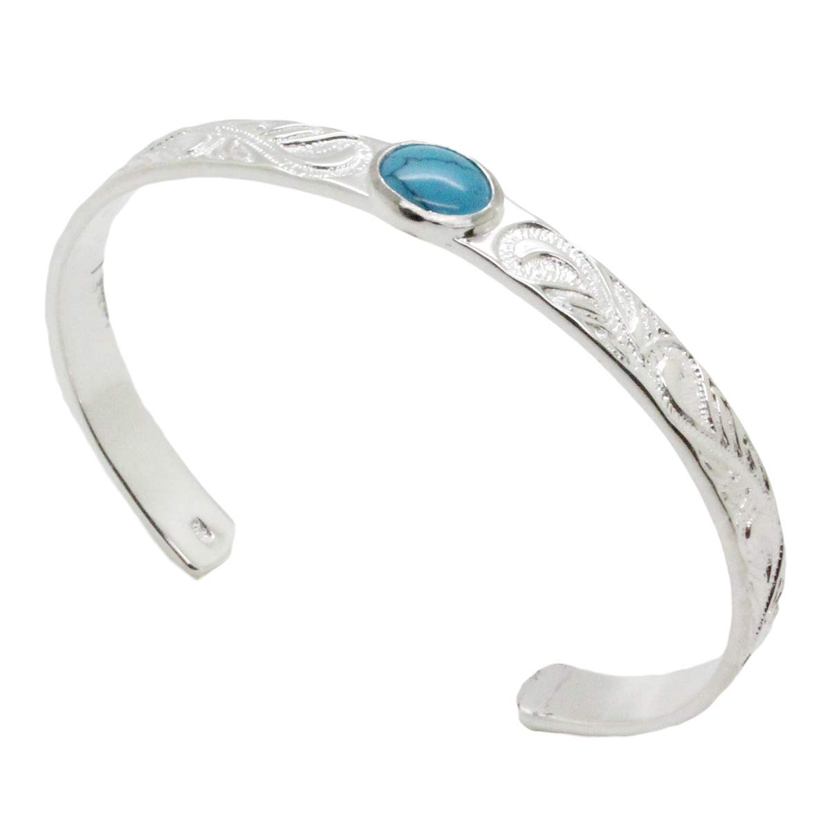 

Hawaiian Jewelry Bangle Silver 925 Bracelet Turquoise Scroll [Ishiki] [792svb] серый