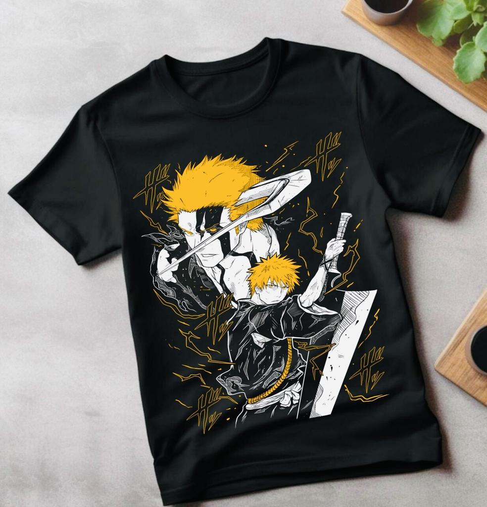Bleach Ichigo Kurosaki Tshirt Unisexga Strip Horror Anime Gift Shirt Tee All Size