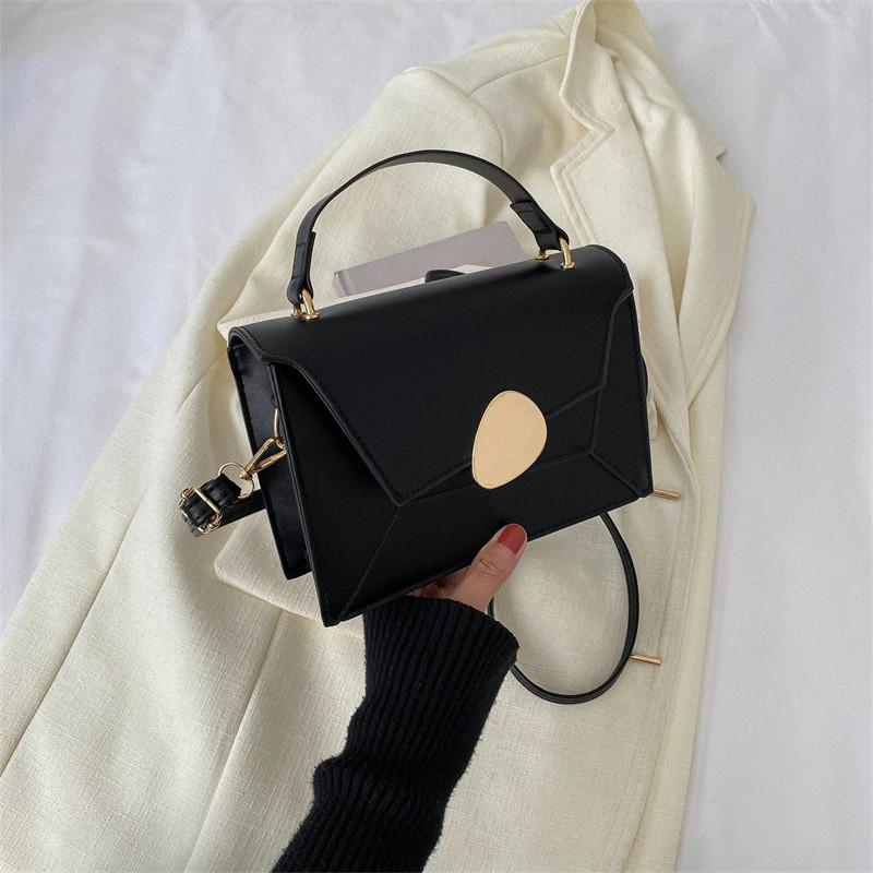 Stylish Small Square Bag For Autumn Trendy Color Block Shoulder Tote In Black Brown Blue Yellow