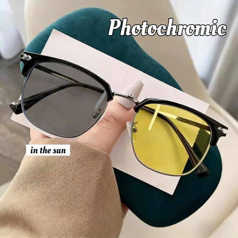 

Men s and Women s New Fashion Photochromic Myopia Glasses Outdoor UV Protection Fashion Classic Half Frame Night Vision Glasses 0