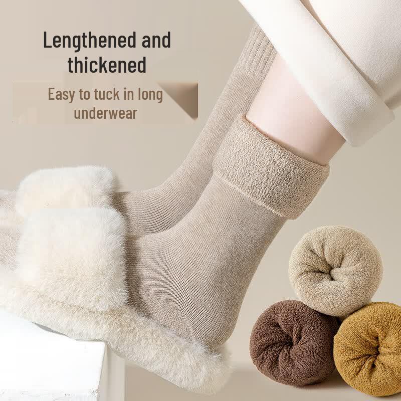 Yuzhaolin Women s Thermal Terry Mid-Calf Socks - 6 Pairs One Size